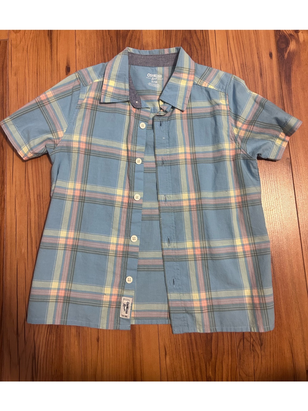 OshKosh B'gosh Light Blue Plaid Short-Sleeve Button-Down Shirt